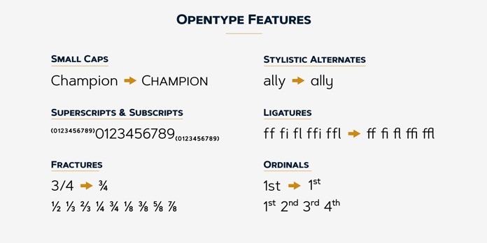 Artegra Sans – OpenType features.