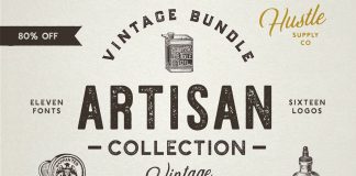 Artisan collection - retro fonts and logos by Hustle Supply Co.