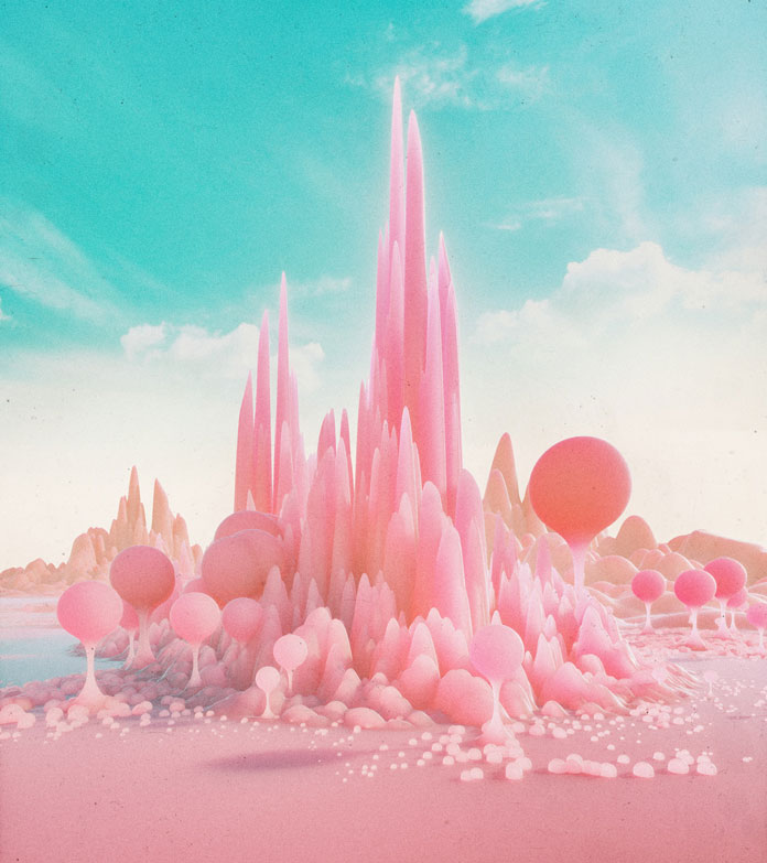 Everydays by beeple (mike winkelmann), Surreal landscape in pink tones