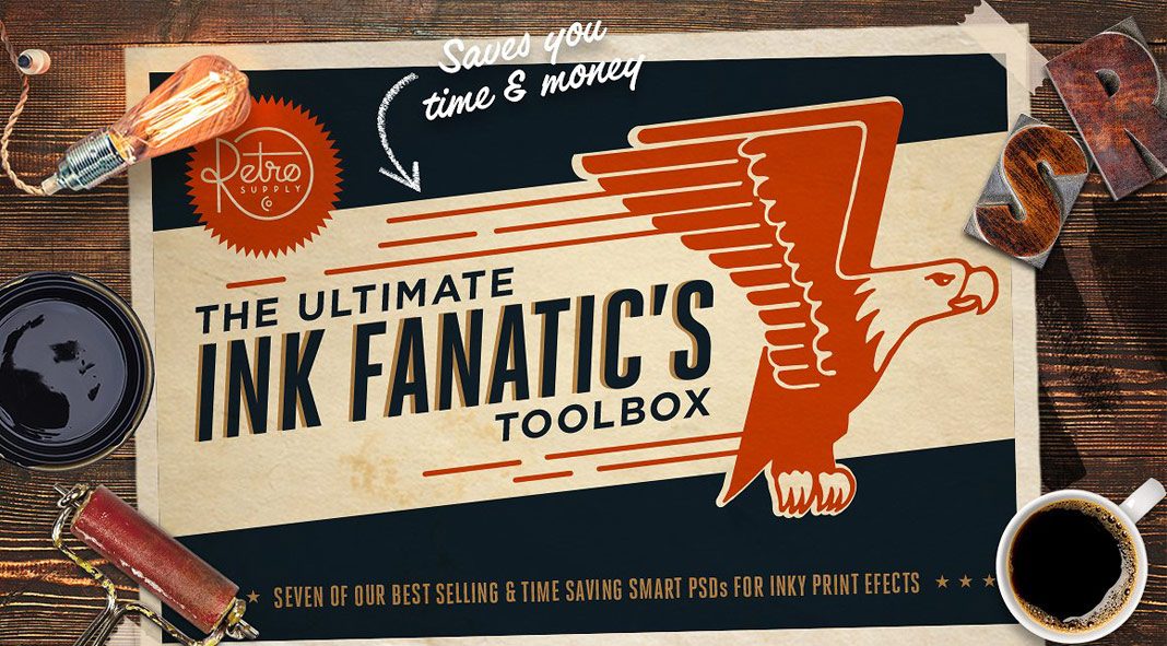 The Ink Fanatic's Toolbox - retro texture bundle for Adobe Photoshop