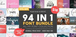 94 fonts in one bundle - limited time offer.