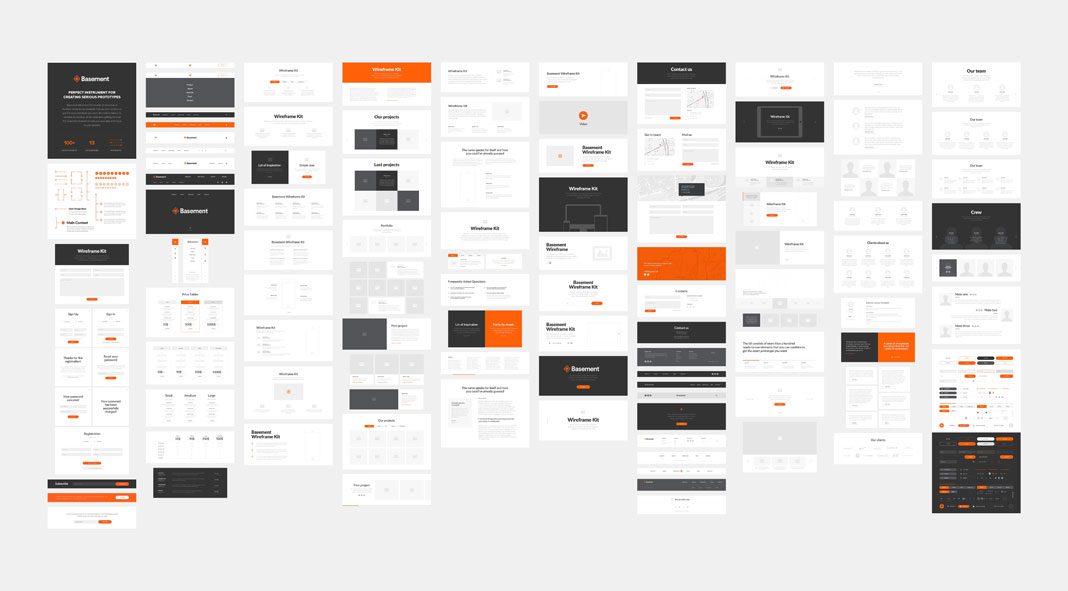 Basement Wireframe Kit for professional website prototyping.