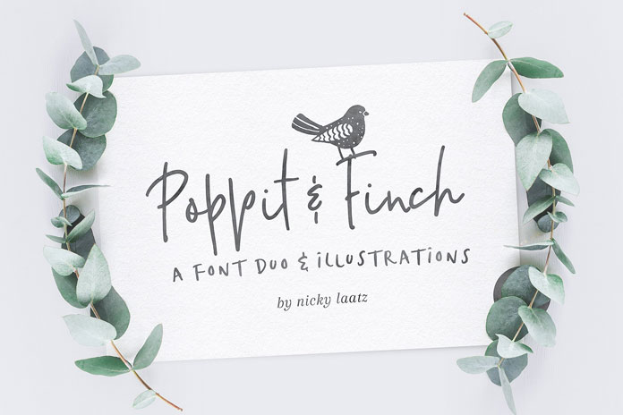 Poppit & Finch - fonts, Illustrations, and logos.