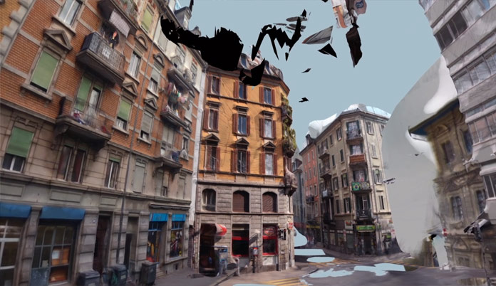 A dreamlike virtual reality made from 3D scanned footage of buildings and streets.