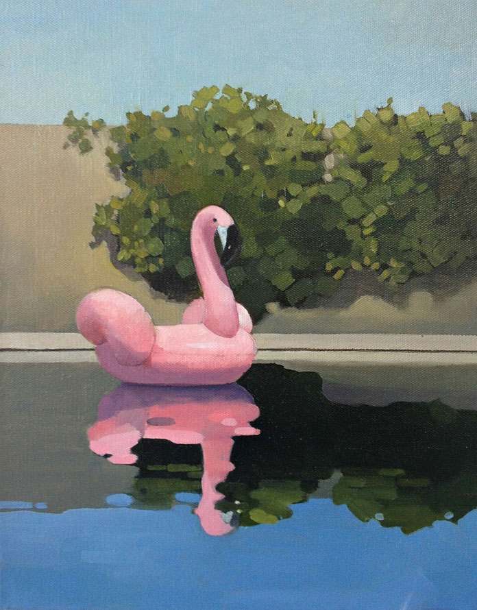 Elisabeth McBrien, Pink Flamingo, oil on canvas, 11 x 14, 2015