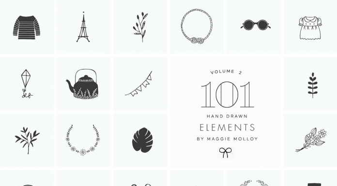 101 Hand Drawn Logo Elements as EPS and PSD