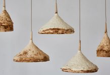 Weathered interior design created by Sebastian Cox and Ninela Ivanova using mushroom mycelium.