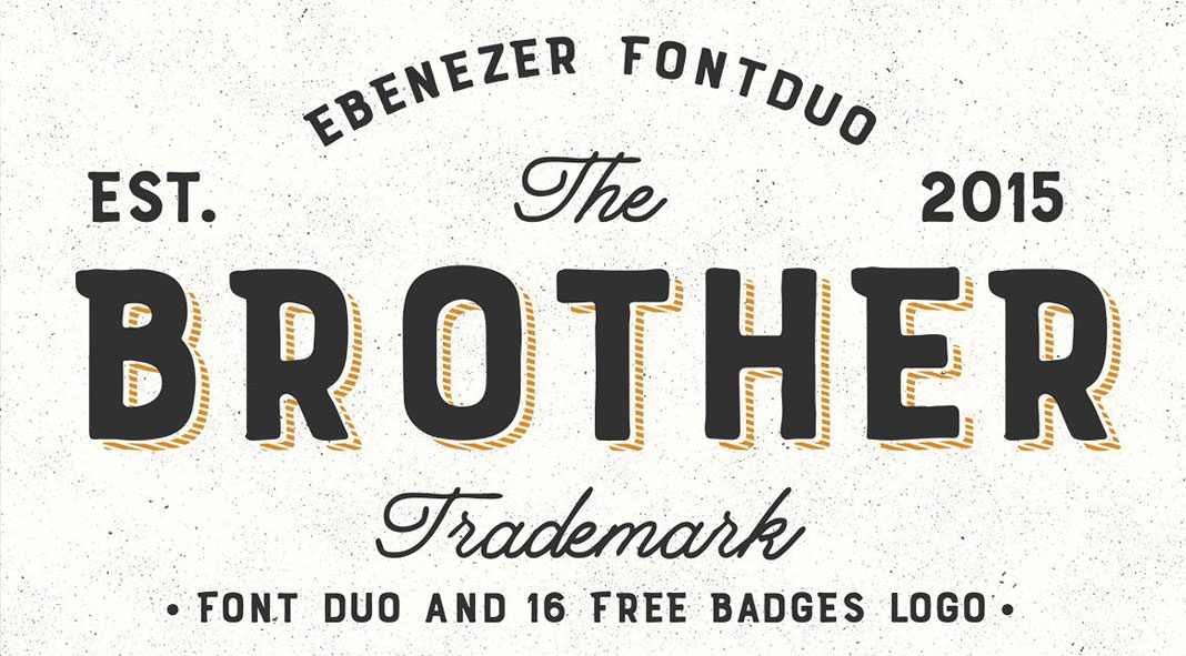 Brother font duo plus 16 badges and logos.
