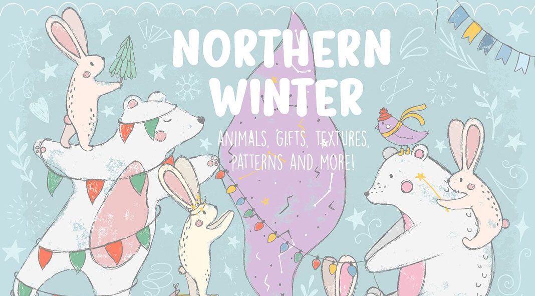 Design resources Northern Winter illustrations by Julia Dreams.