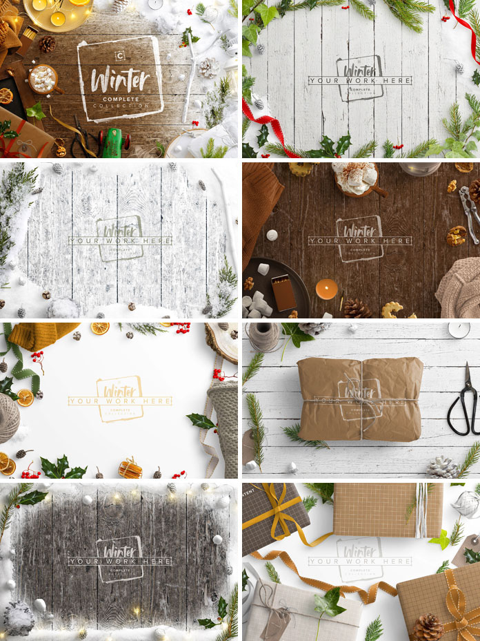 Winter templates collection for Adobe Photoshop.