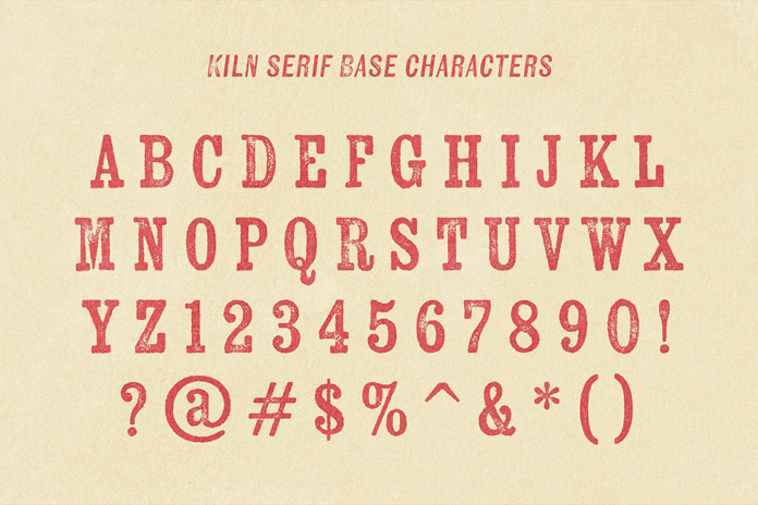 Kiln Serif basic characters.