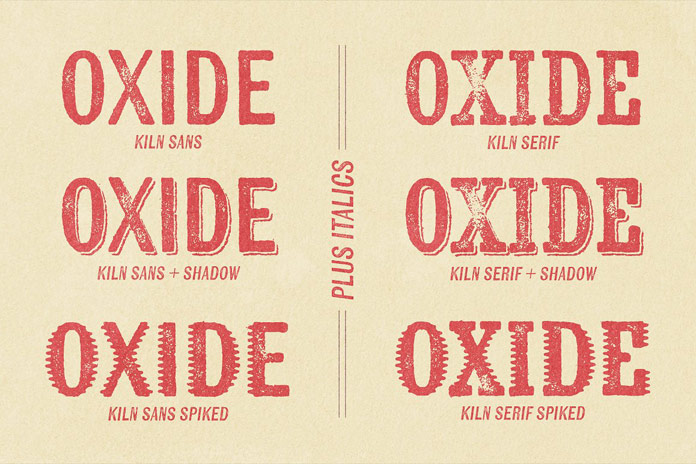 Sans and Serif with shadow and spiked versions.