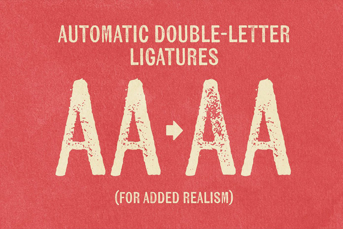 Automatic double letter ligatures for more realism.