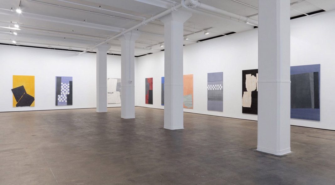 Installation view of Sam Moyer: Wide Wake at Sean Kelly gallery in New York City, Image by JSP Art Photography