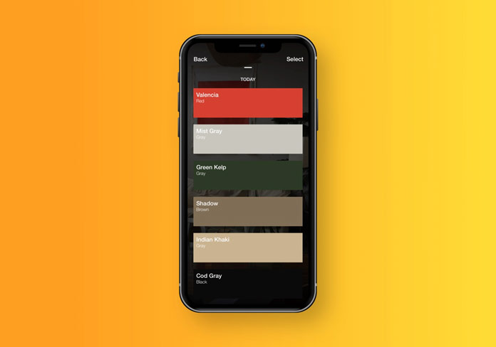 Swatches color picker iOS app.