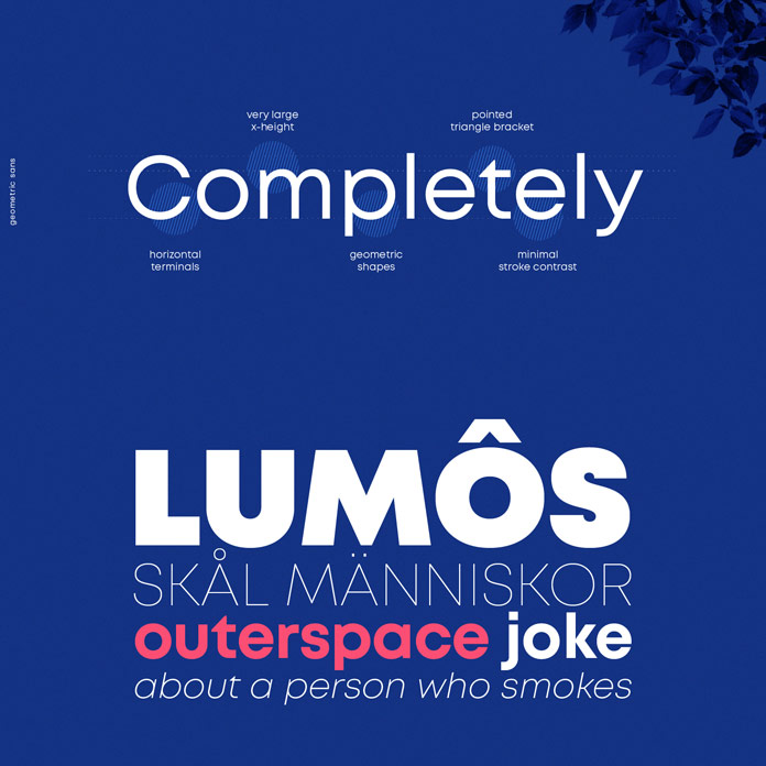 Mont font family, Specific type features and samples.