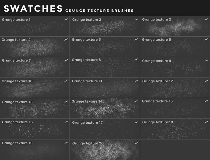 Grunge texture brushes for iOS app Procreate for iPad.
