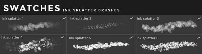 Ink splatter brushes for iOS app Procreate for iPad.
