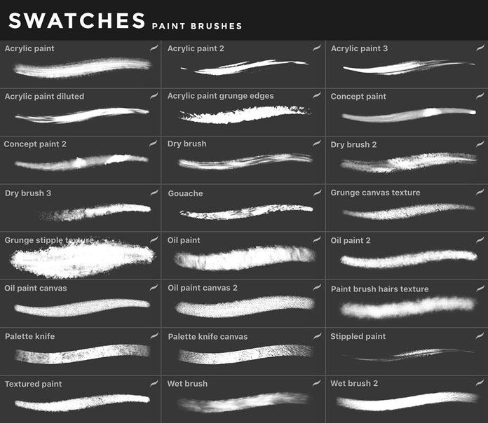 Paint brushes for iOS app Procreate for iPad.