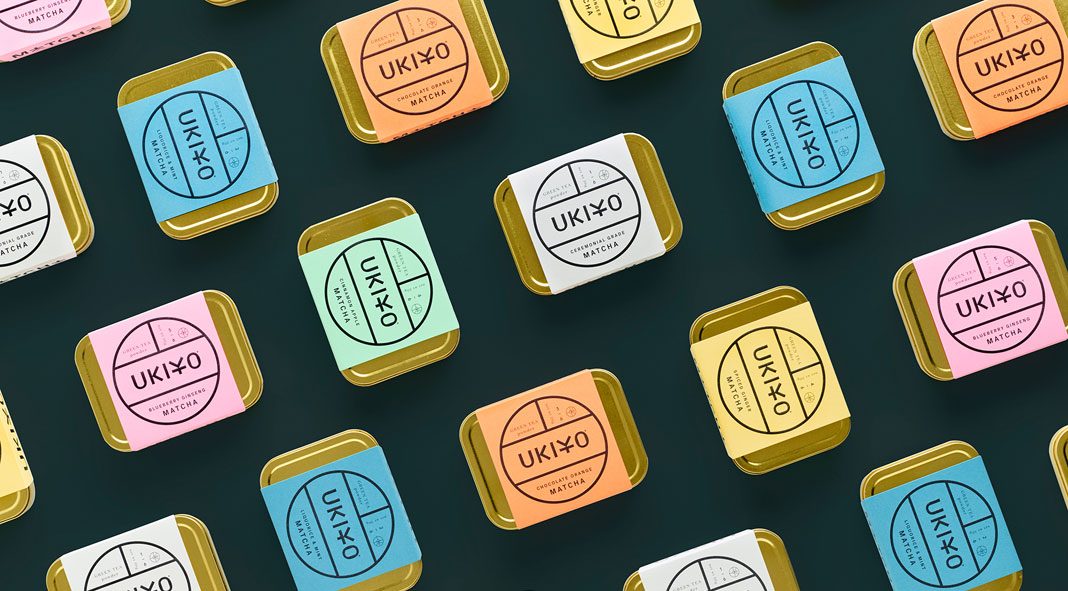 Branding and packaging by IWANT design for UKIYO, a London based Matcha tea brand.