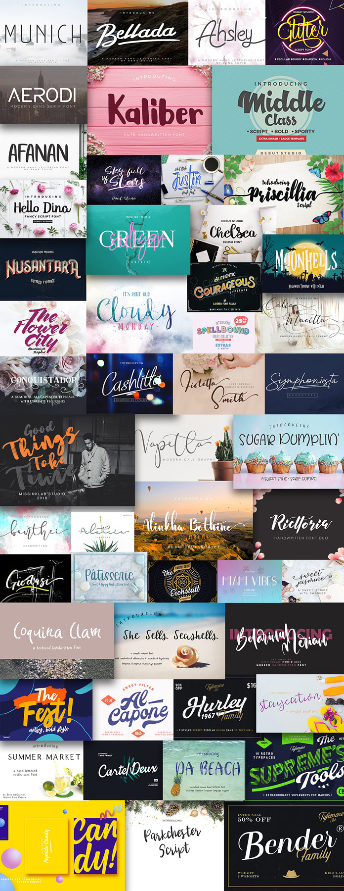 The Classy Fonts Bundle: 51 high-quality typefaces.