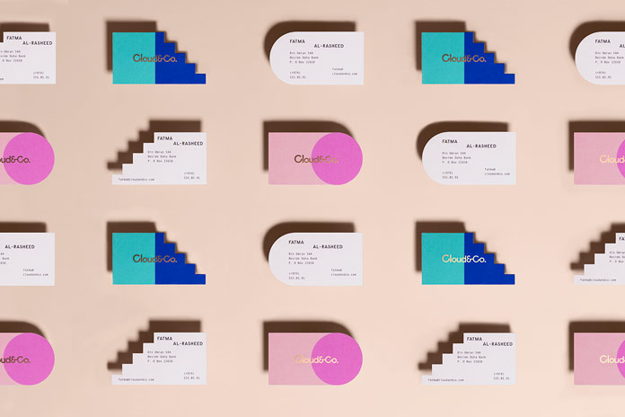 Unique business cards in different colors.