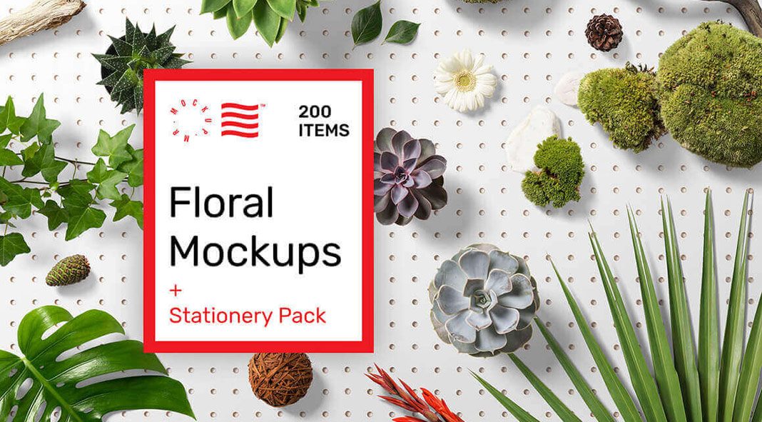 Floral mockups plus stationery templates