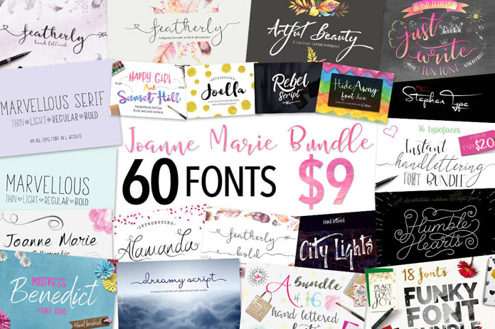 60 fonts bundle from Mighty Deals