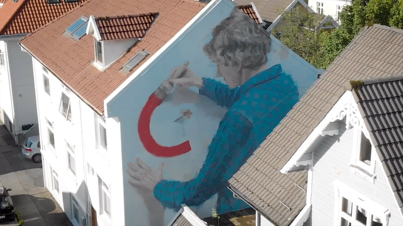 Mural Artist Helen Bur at Nuart Festival 2018