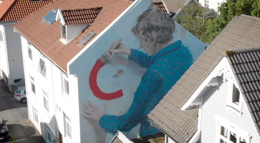 Mural Artist Helen Bur at Nuart Festival 2018
