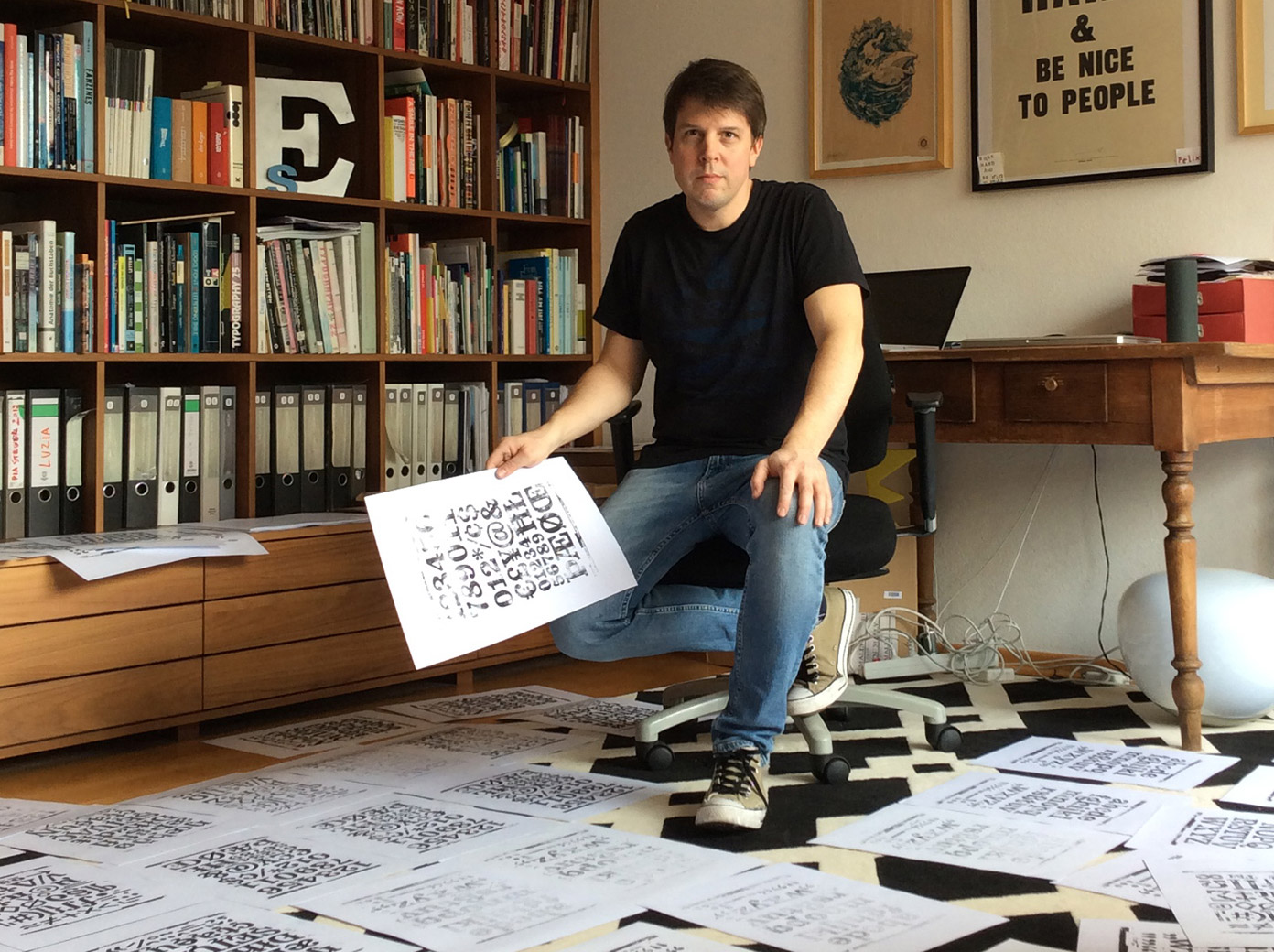 Felix Braden, the designer of the handmade Kontiki typeface