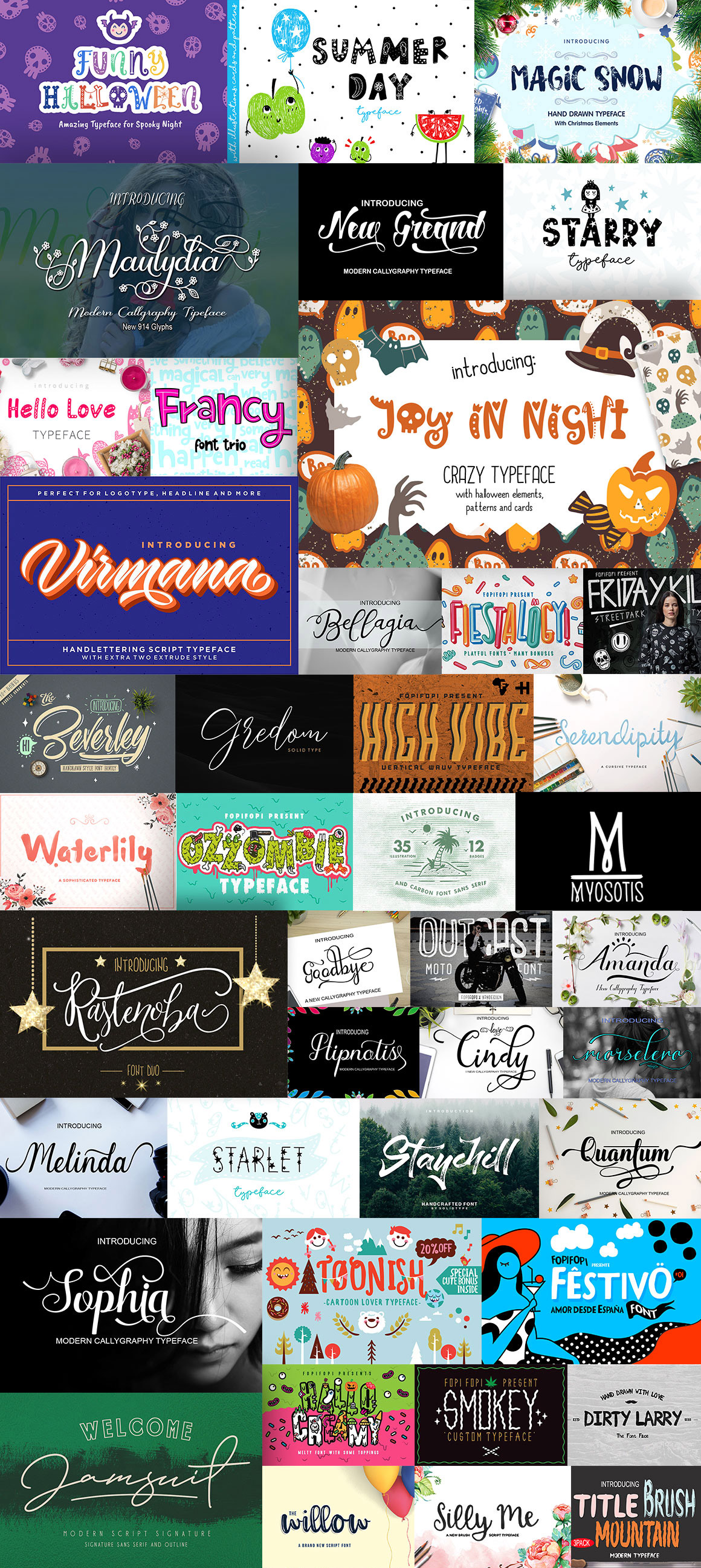 Decorative fonts bundle for the holiday season.
