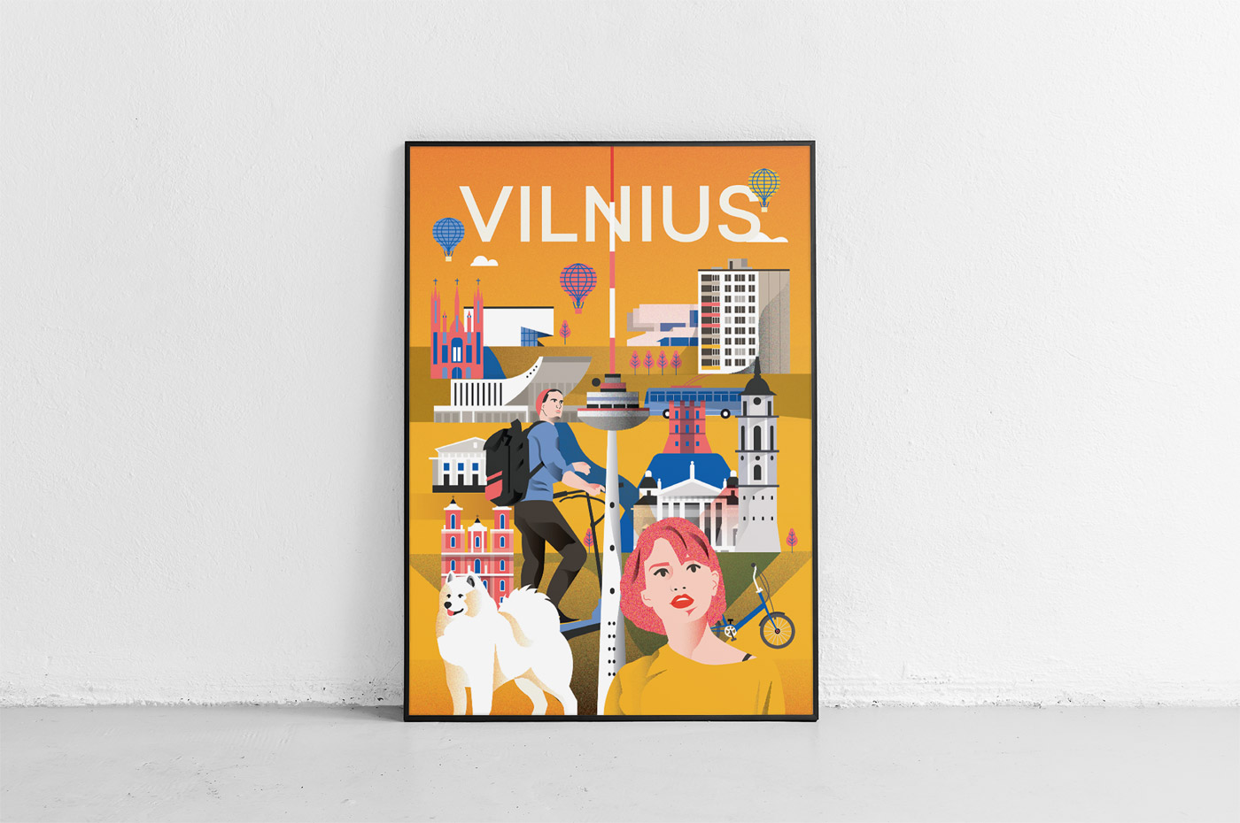 Vilnius city poster by Arunas Kacinskas