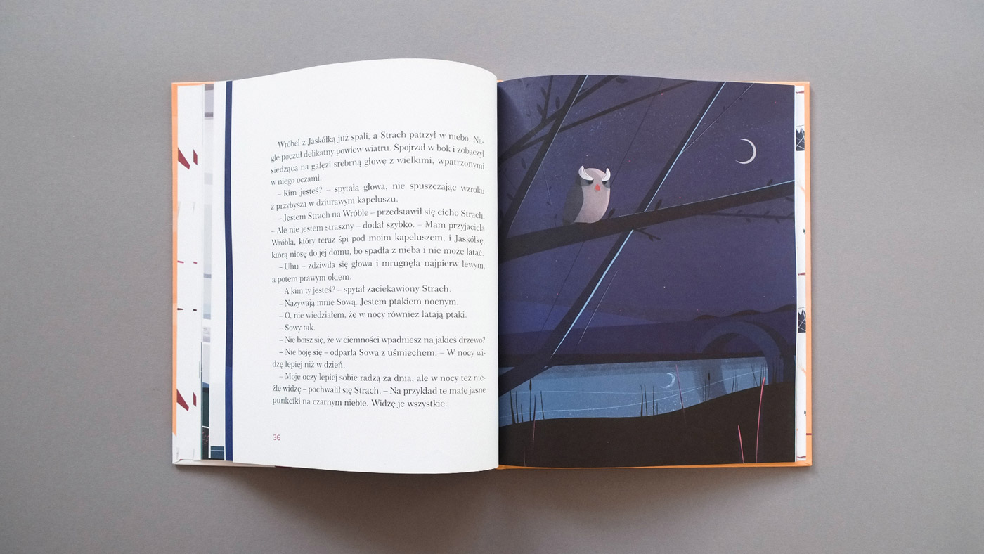 Illustrations by Maria Giemza for children's book Nieustraszony Strach na Wróble.