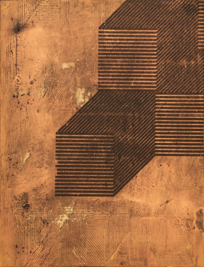 Serie libro Neufert 78, mixed media on wood panel, 2018, by Ricardo Pinto
