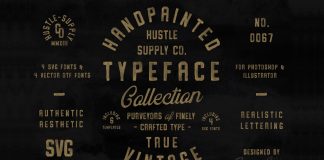 Vintage SVG fonts bundle and logo templates from Hustle Supply Co.