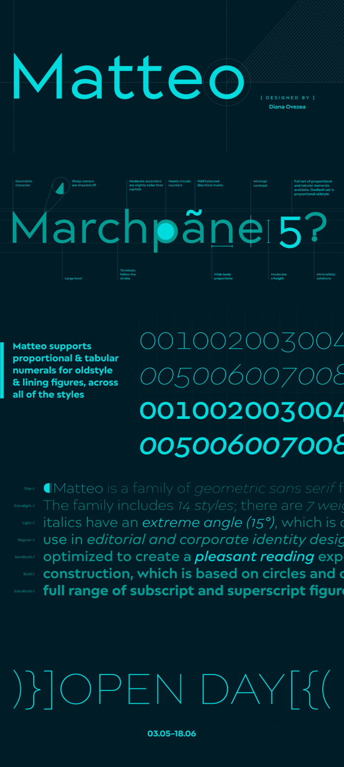 Matteo font family by Indian Type Foundry.