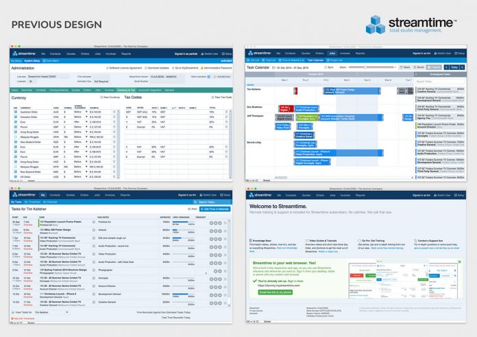 Old look of the Streamtime project management software