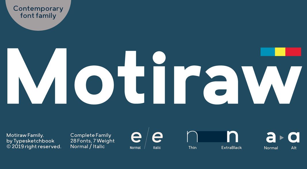 Motiraw font family by Typesketchbook