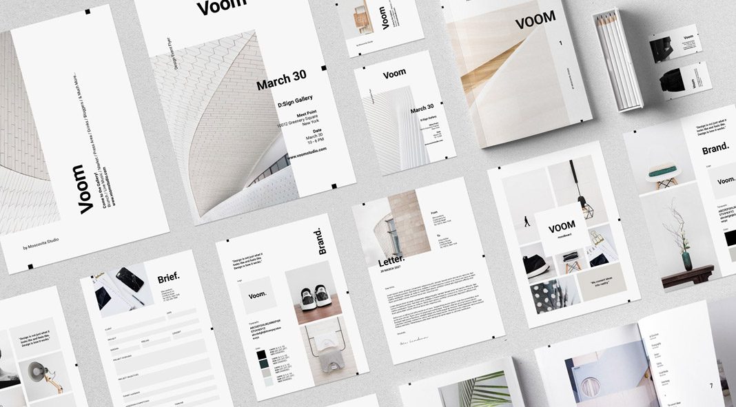 Voom branding InDesign collection from Moscovita
