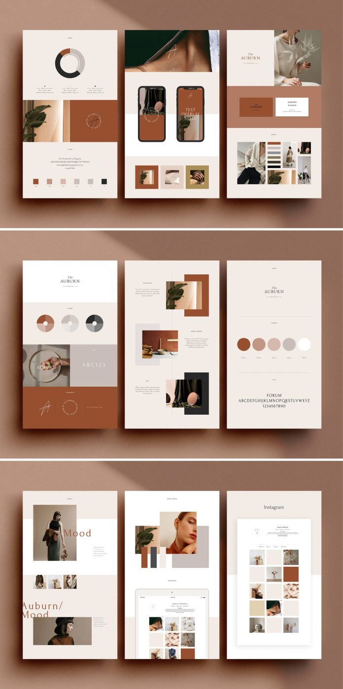 24 Adobe InDesign brand sheets template based on modern and minimalist graphic design.