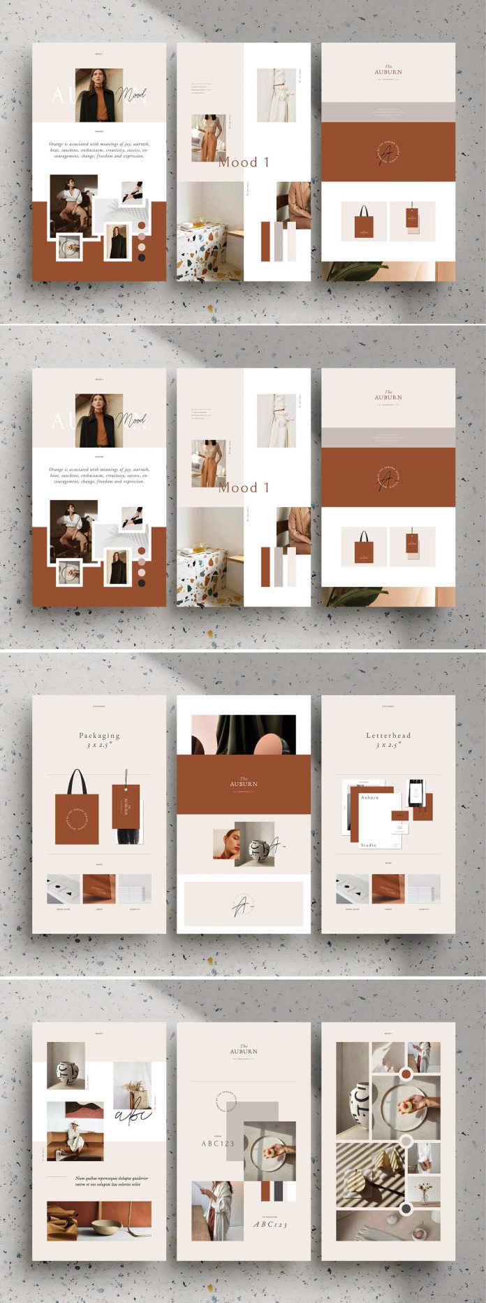 24 Adobe InDesign brand sheets template based on modern and minimalist graphic design.
