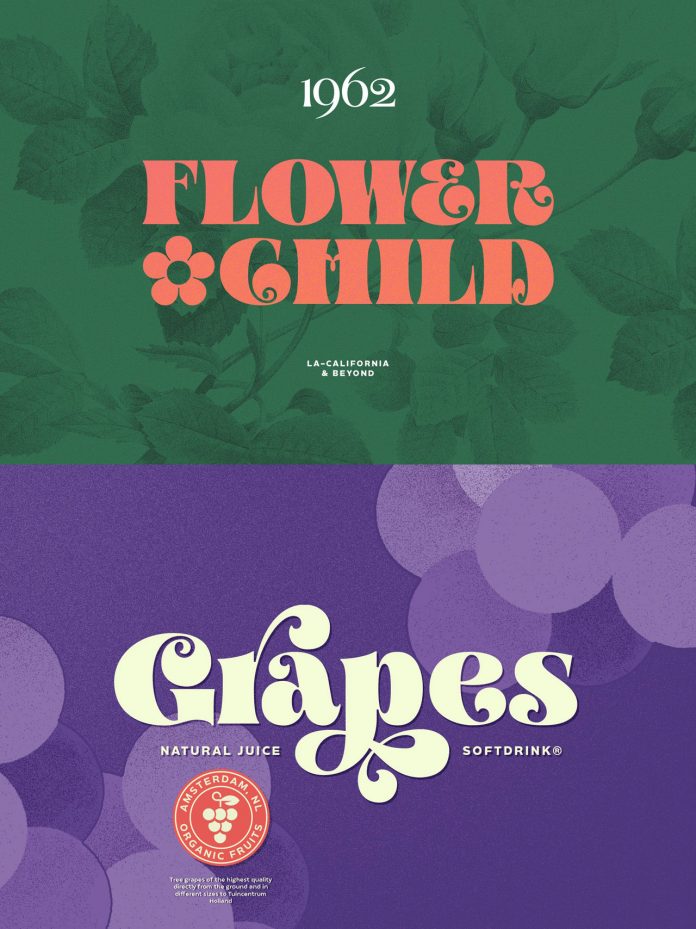 Aprila Font Family, a typeface inspired by the 1960s Hippies Movement.