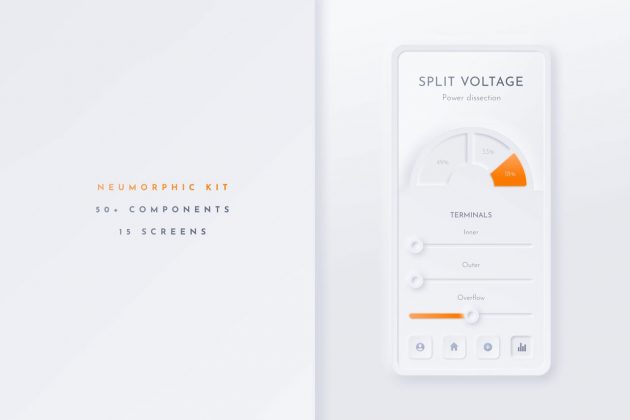 Neumorphic Soft UI Kit for Sketch, Photoshop, Adobe XD, and Figma.