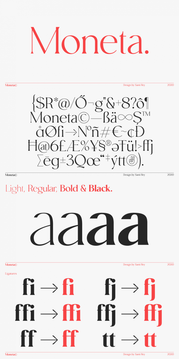 Moneta font family by Santi Rey.