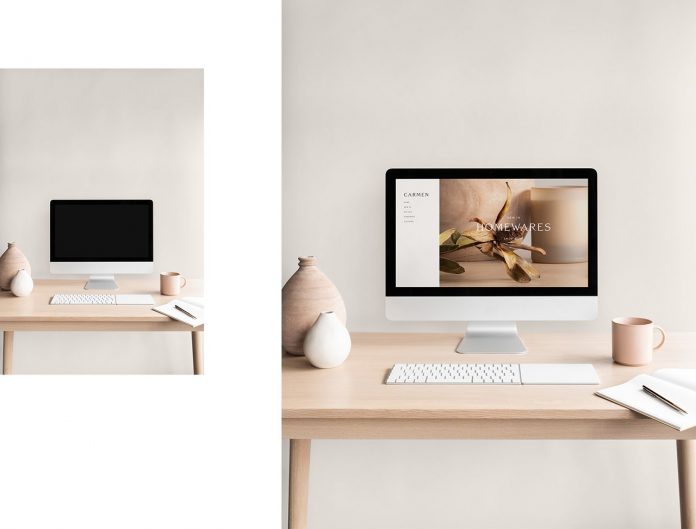 The Carmen photo mockup bundle includes interior spaces and devices.