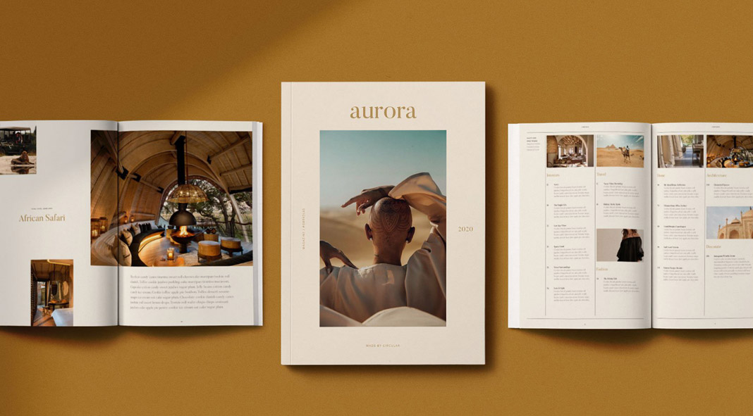 AURORA Lifestyle Magazine Template for Adobe InDesign.