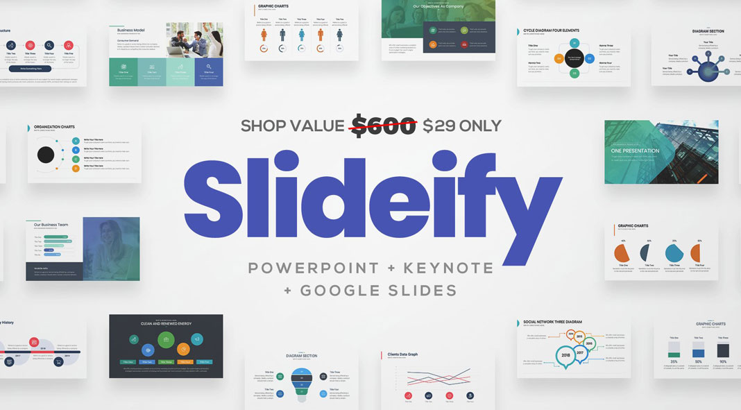 SLIDEIFY Presentation Bundle for Keynote, Powerpoint, and Google Slides.