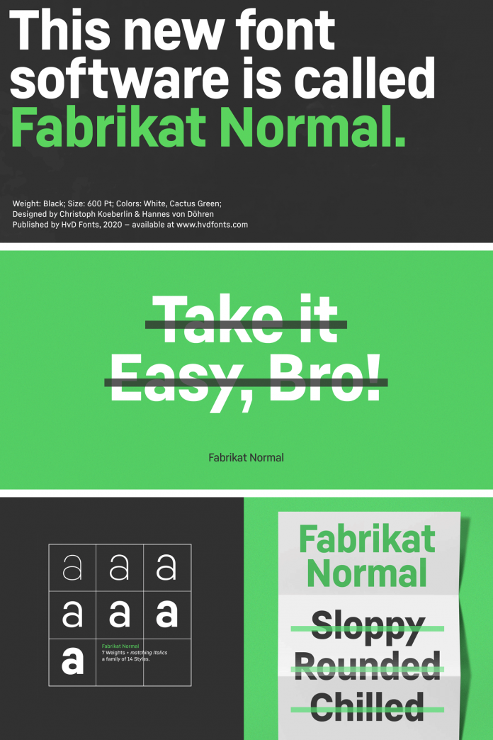 Fabrikat Normal font family by Hannes von Döhren and Christoph Koeberlin.