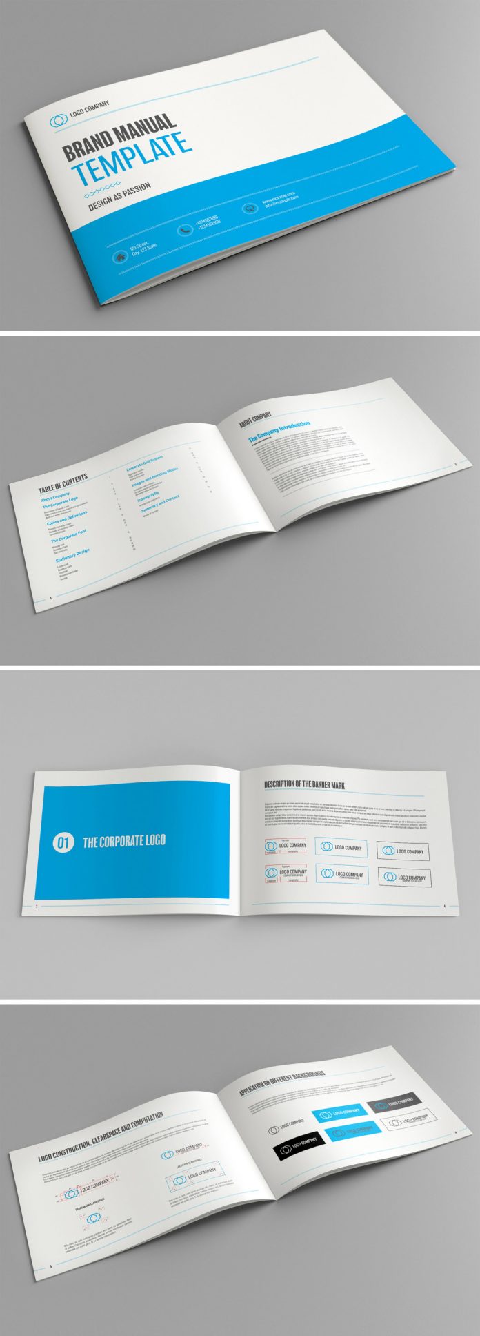 A brand manual and style guide template for Adobe InDesign.